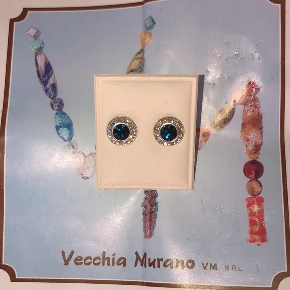 BEAUTUFUL HAND CRAFTED ITALIAN CRYSTAL EARRINGS BY VEECHIA MURANO - Picture 8 of 14